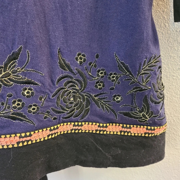 Anthro C Keer Navy Beaded Embroidered Tunic Top - Picture 4 of 7